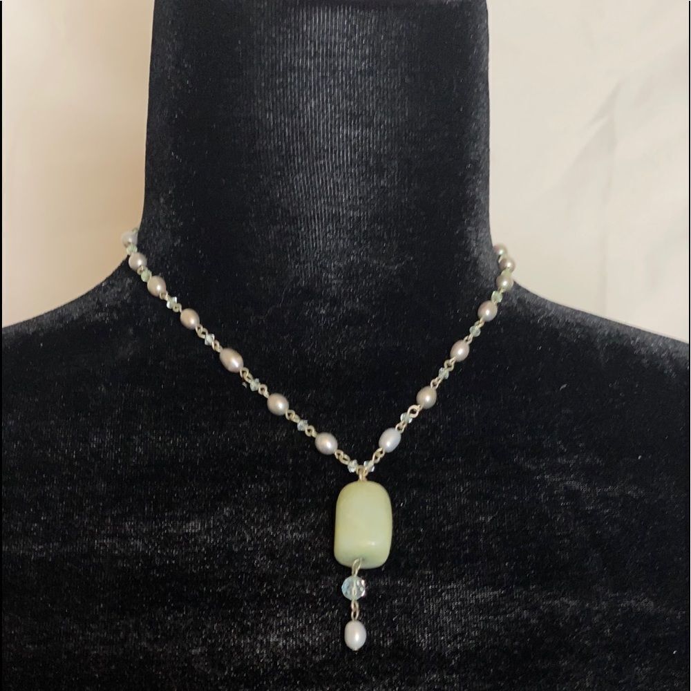 Cousin Claudine Amazonite & Pearl Necklace
